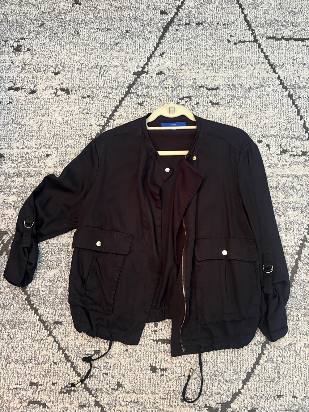 Apt 9. Black Snap-Pocket Bomber Jacket